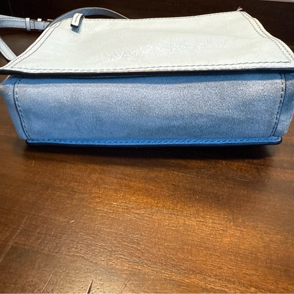 FOSSIL Blue Gray Leather Small Shoulder Crossbody Handbag P - Picture 10 of 14